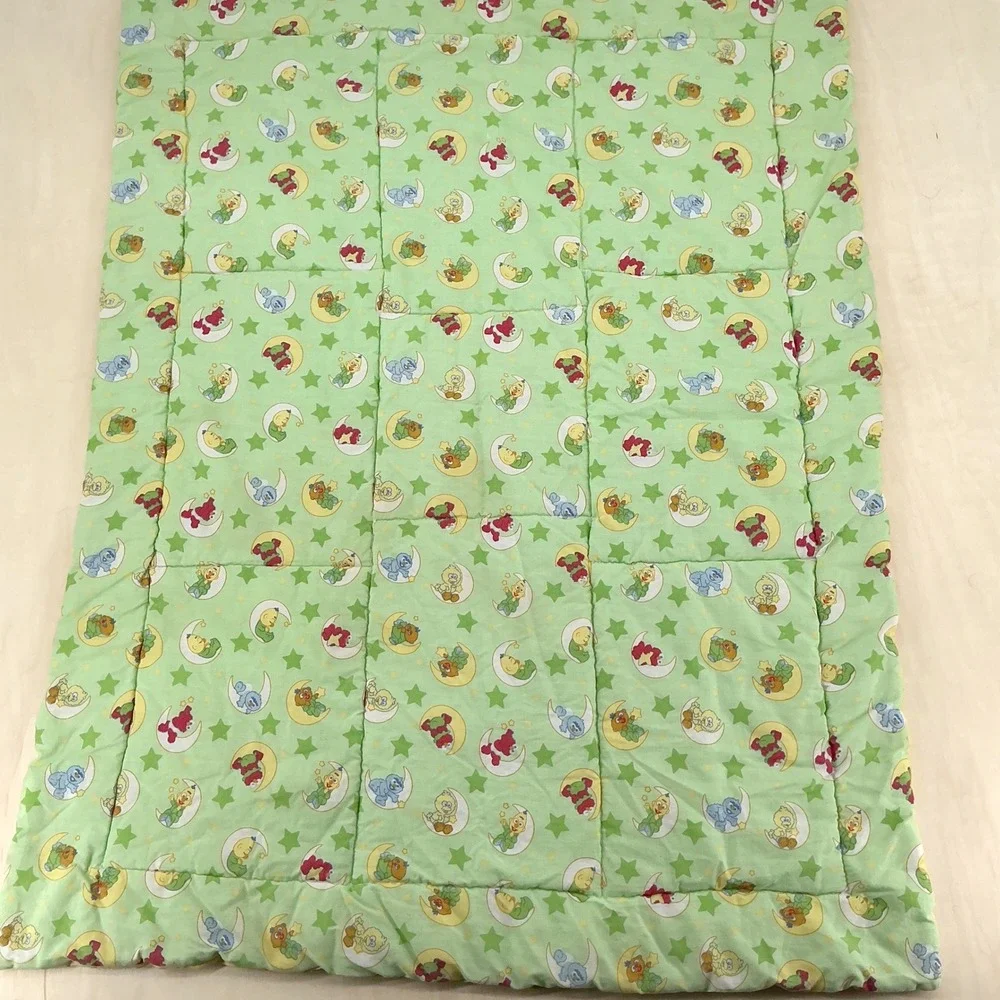 Vintage 90s Sesame Street Baby Quilt Toddler Green Yellow Elmo Big Bird 32